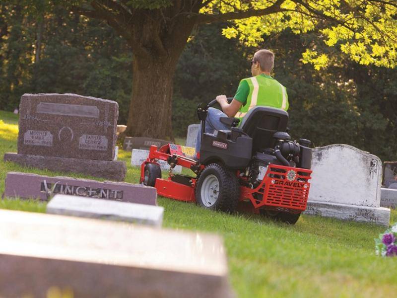 Professional lawn care with a heavy-duty gas mower.